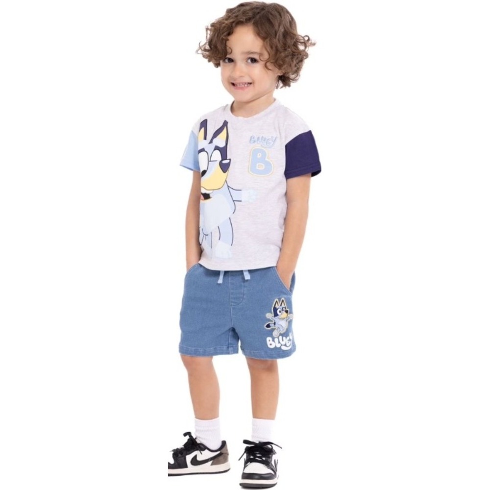 Bluey Kids 4T T Shirt‎ and Denim Shorts Set Bluey Character Graphic NWT